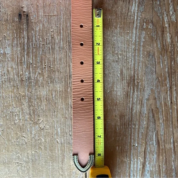 Anthropologie Tan Leather Belt with Brass Toned Western Style Buckle - Picture 7 of 12